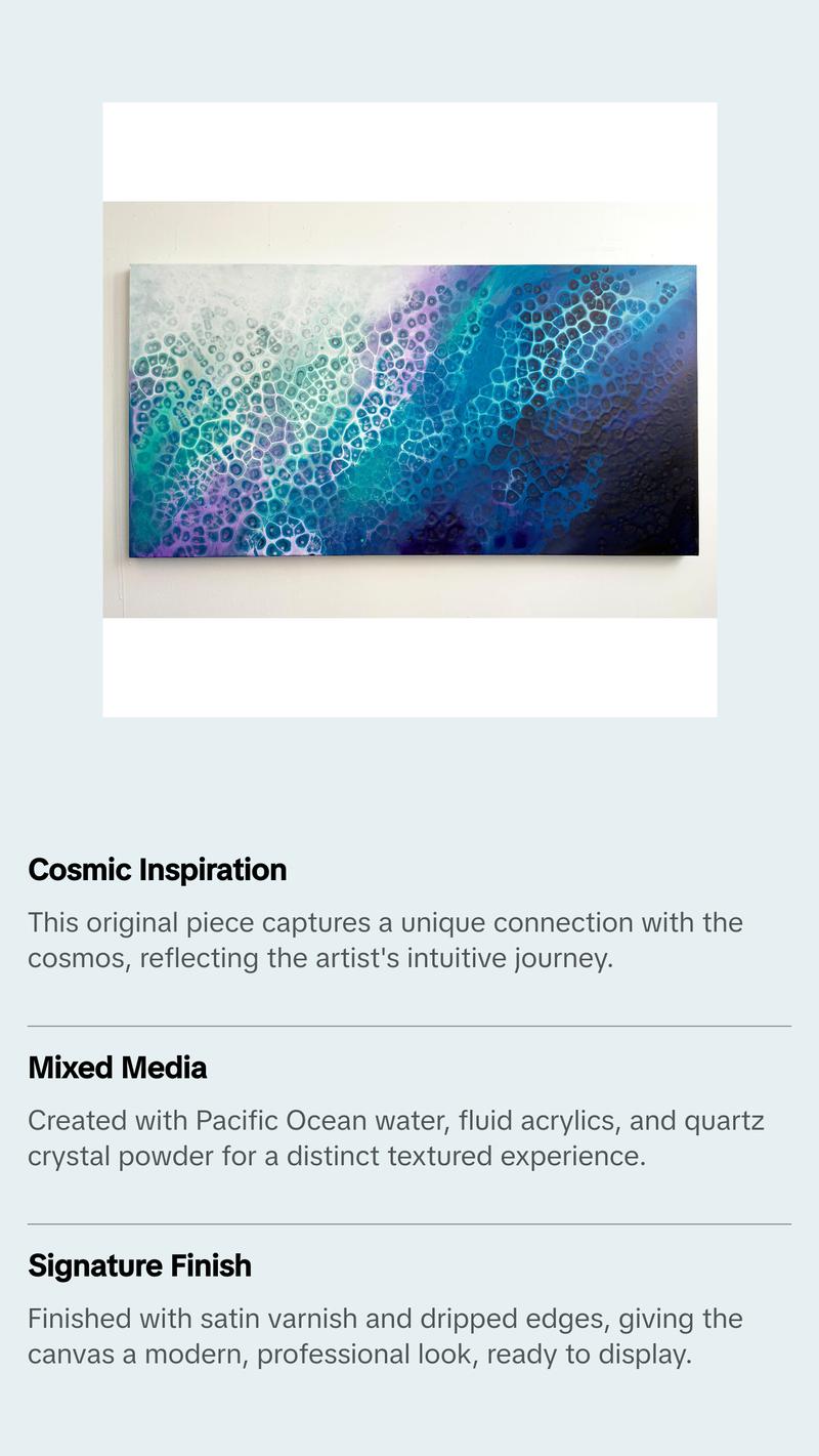 Divine Flow 24x48x1.25 Canvas Cosmic Oceans Abstract Artwork Hanging Wall Decor Satin Varnish Dripped Edges Signed Back Ready to Hang
