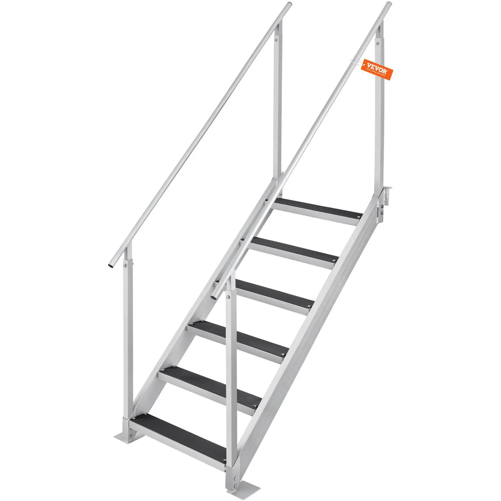 【SummerFinds】VEVOR Dock Ladder, 43''-51'' Adjustable Height, 500 lbs Load Capacity, Aluminum Alloy 6 Steps Pontoon Boat Ladder with Dual Handrails & Nonslip Rubber Mat, Ideal for Ship/Lake/Pool/Marine Boarding