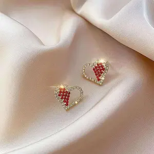 Red Heart Diamond Earrings