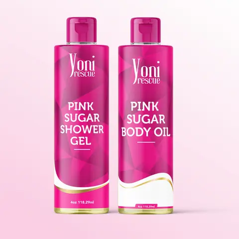 Pink Sugar Body & Bath Care Set- Shower Gel(4oz), Body Essential Oil(4oz) by Yoni Rescue Fragrance Apricot