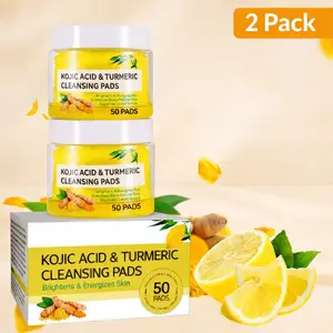 2 Pack-Turmeric Kojic Acid Vitamin C Exfoliating Pads - 50 Count for Oil Control, Hydration & Dullness Reduction - Face & Body Cleansing Pads