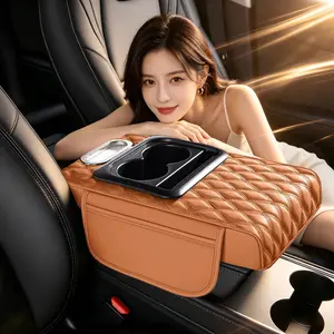Car Storage Pocket with Quilted Design and Cup Holders for Enhanced Organization and Convenience