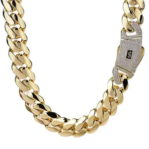 Men’s Monaco Style Chain & Bracelet Set  Gold-Plated 12mm Width