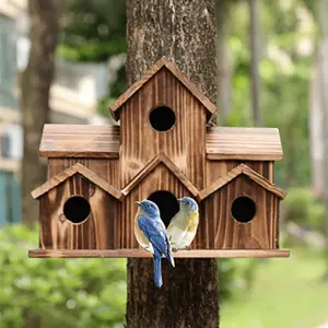 Wooden Hanging Bird Nest Box - Outdoor Hummingbird House - Portable Garden Backyard Decoration Tree Bird Cage Veil Bird Cage