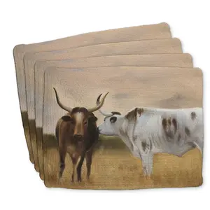 Begin Home Decor C4BP1418N7W56Q 14 x 18 in. Nguni Herd Braided Polyester Placemat - Stylish Home Decor - Set of 4
