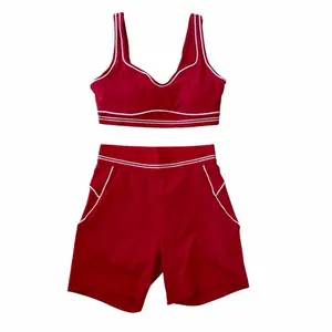 Summer Athletic Set - Double Layer - Short Set - Red Color - Comfortable & Stylish - Perfect for Sports & Daily Wear