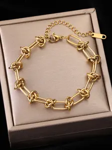 1Pcs Stainless Steel Gold silver Color Twist Knot Chain Bracelet For Women Trendy Jewelry Trend Waterproof Jewelry Gift Party Accessories