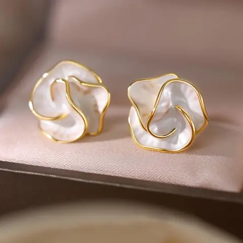 Fashionable Camellia Design Stud Earrings, High Quality Earrings, Fashion Jewelry for Party, Daily Clothing Decor, Trendy All-match & Exquisite Jewelry for Birthday Gift, Earrings Studs