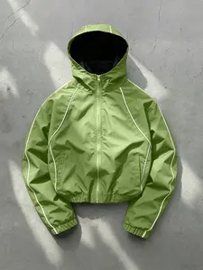 Men's Casual Long Sleeve Fitted Jacket, Coats, Reflective Lines, Breathable Windproof Fabric, Short Cut, All Seasons, Street Style