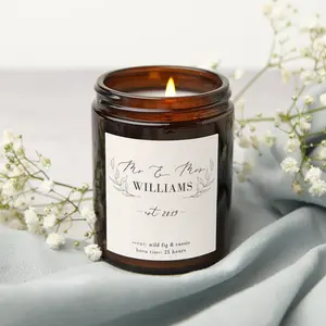 Couple's Wedding Anniversary Candle Gift, Unique Personalised Wedding Gift for Couple, Bride