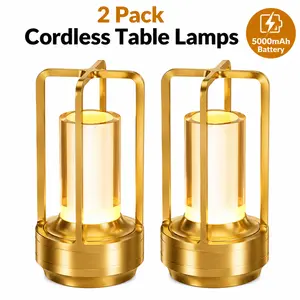 2 Pack Cordless Table Lamps, Rechargeable Touch Control Bedside Lamps with 5000mAh Battery, 3 Color Modes, Stepless Dimming, Portable Nightstand Lamp for Bedroom, Living Room, Patio