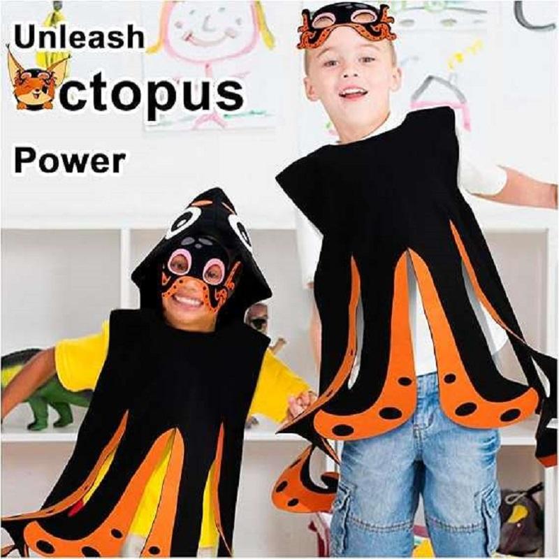 Fish-Octopus-Costume for Kids Toddler Dress-up Clothes Sea Animal Mask Toys Birthday Halloween Gifts 3+ Boys Girls