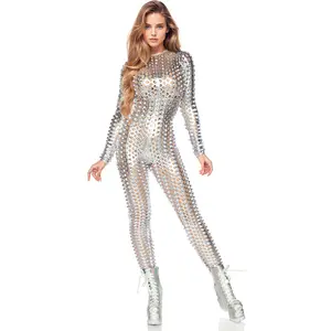 Laser Cut Metallic Catsuit Costume