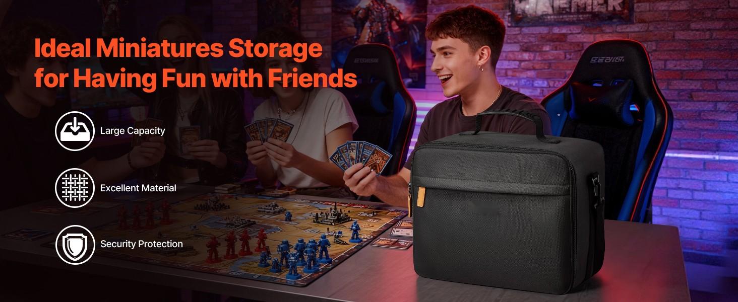 Miniature Storage Carrying Case For Figures And Mini Models, Fits 1:500-1:750 Scale Figures, Portable Transport Bag With Adjustable Shoulder Strap, Three Foam Layer Dividers For Large Capacity, Durable Exterior, Minis Not Included