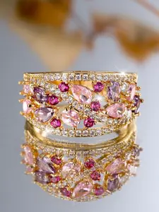 Rhinestone Ring for Women, Beautiful Rings, Glittering Ring, Engagement and Promise Ring, Artificial Zircon Rings, Teardrop Bridal Rings, Perfect Gift for Birthdays and Anniversaries, Fashion Jewellery for Everyday Wear