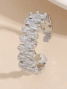 5pcs Elegant Geometric Zirconia Ring Set for Women – Personalized Luxury Copper Rings for Weddings, Parties, and Special Occasions