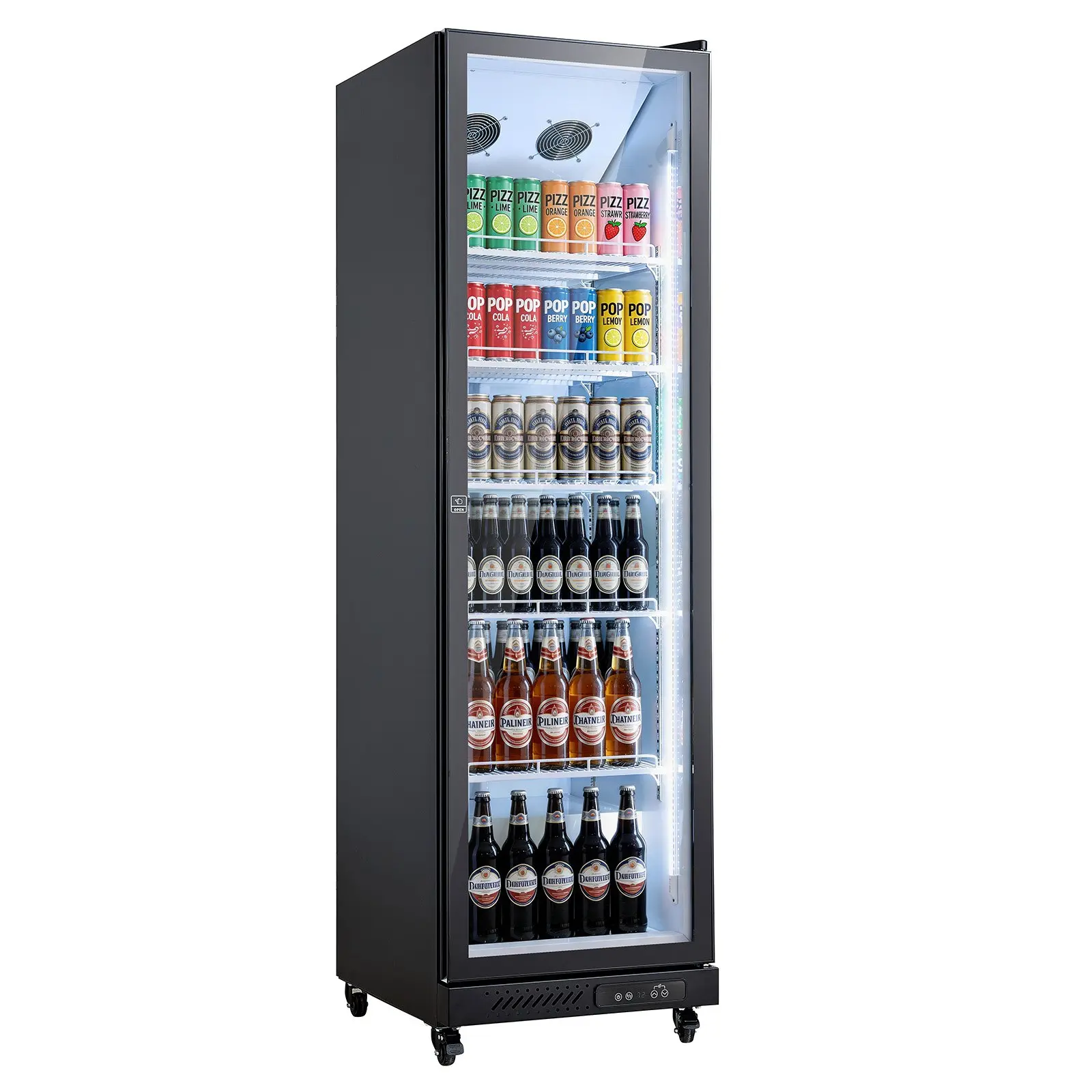 【DealsForYouDays】VEVOR Commercial Merchandiser Refrigerator, 12.4 Cu.Ft / 350 L Glass Door Display Refrigerator, Upright Beverage Cooler Fridge with 5 Adjustable Shelves, Soft LED Light & Casters for Homes Shops Bars