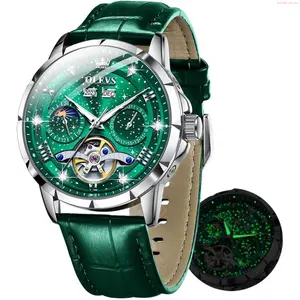 OLEVS Watch OLEVS Mens Automatic Watches Self-Winding Starry Sky Diamond Skeleton Luxury Wrist Watch Waterproof Luminous