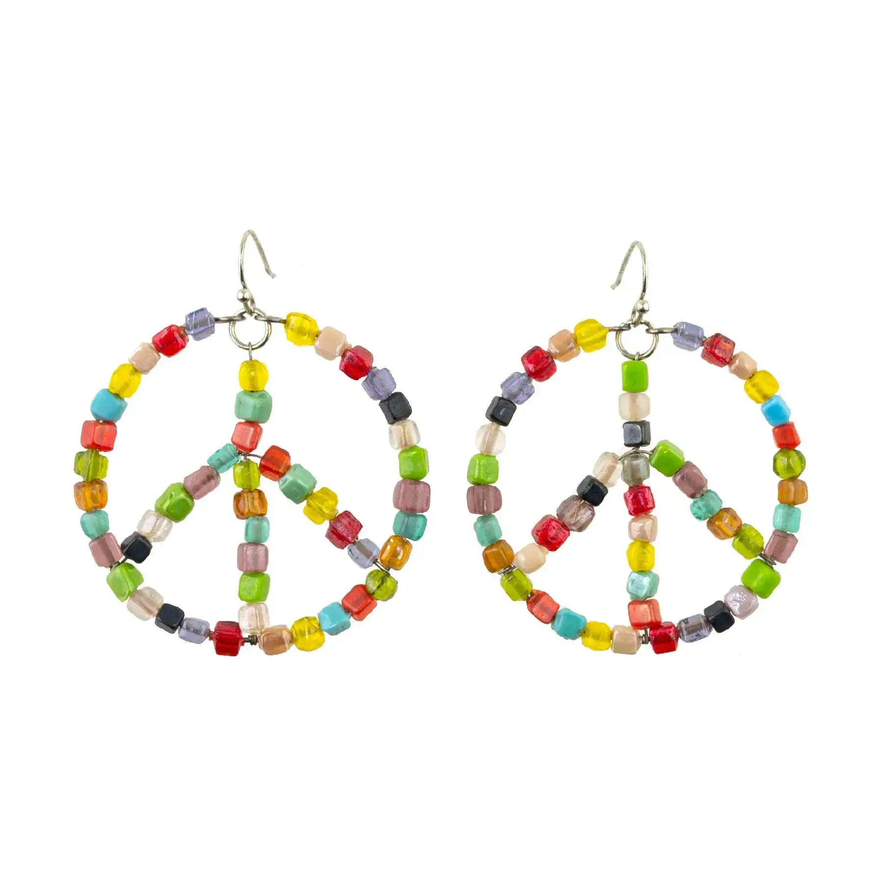 Peace Sign Boho Beaded Earrings