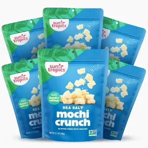 Sun Tropics Mochi Crunch, Sea Salt Flavor- 3.5 oz (6 Pack) | Crispy Crunchy Mochi Bites, Rice Nuggets | Mochi Puff Rice Crackers- Gluten Free & Dairy Free- No MSG Added | Asian Rice Snacks