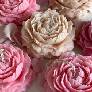 Peony Flower Candle - party favors, birthday, wedding, bridal, baby shower Decor Hand Nature Scent Ornaments Freshener Decoration White