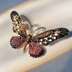 UILZ Colorful Butterfly Designer Zircon Brooch Women Shiny Crystal Lapel Pin Luxurious Clothing Jewelry Accessories