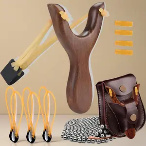 Solid Wooden Slingshot Set – Traditional Sling Shot for Outdoor Adventure, Hunting, and Catapult Games – Ideal Hunting Gear