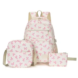 Cute Bow Backpack for Teens – Lightweight School Bag with Dual Shoulder Straps| Fits 13" Laptop or Tablet, Pastel Colors| Trendy Campus Backpack for School, Travel & TikTok OOTDs