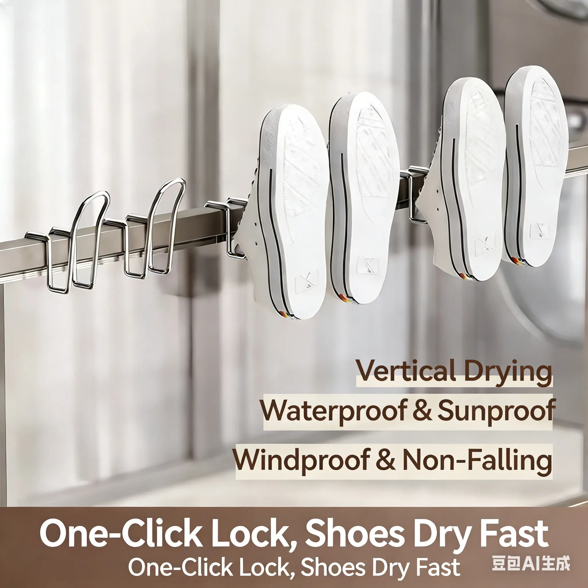 Stainless Steel Shoe Hanger Hook - Balcony/Window Grill-Fitting Home Organiser, Windproof, Sturdy, Fast-Drying for Indoor-Outdoor Use, Hanging