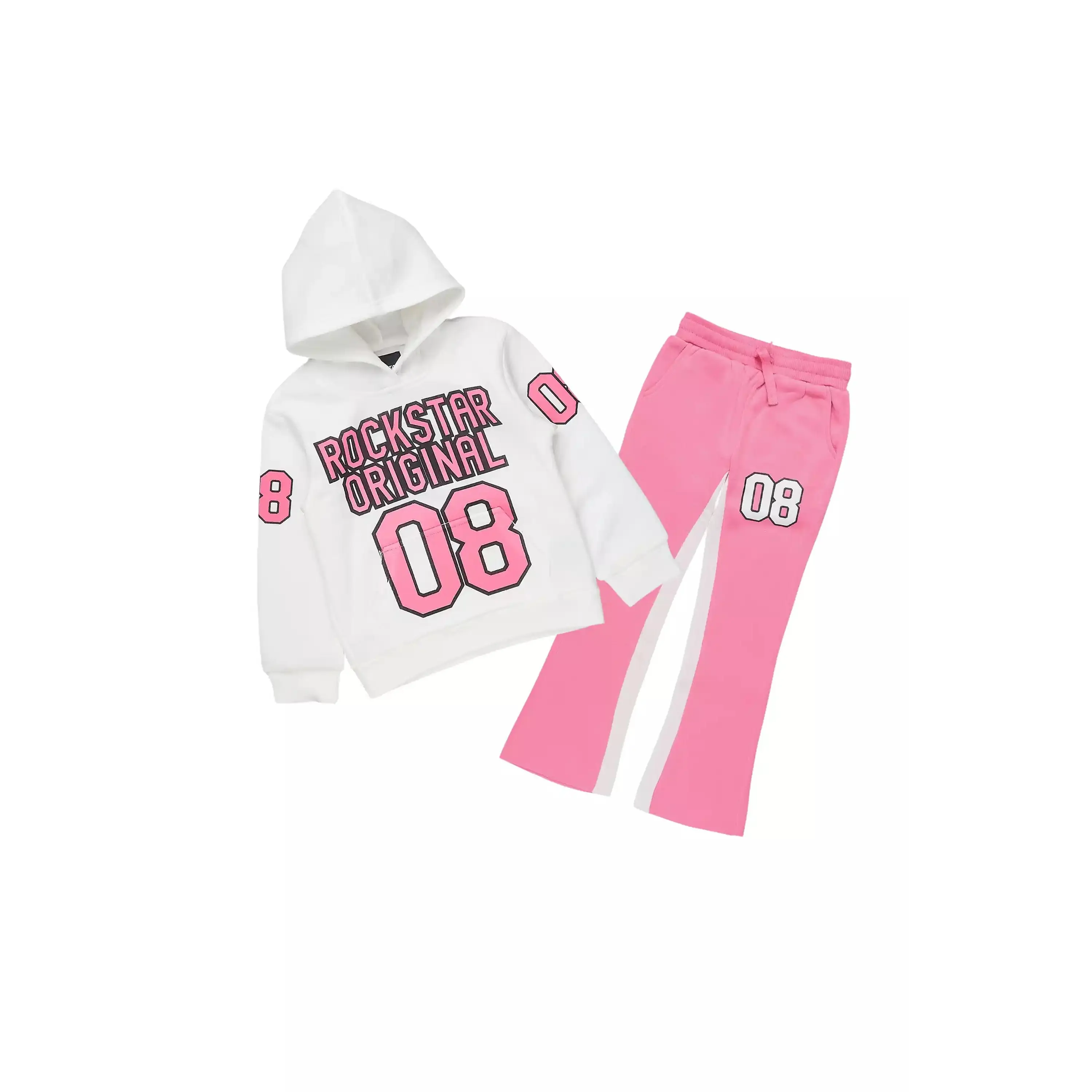 Girls Gaiea White/Pink Jersey Stacked Track Set