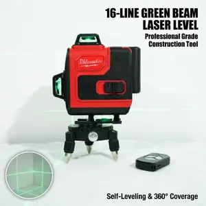 Milwaukee 16-Line Laser Level Tool For Construction Layout With High Precision ±0.3mm And Dual Power System