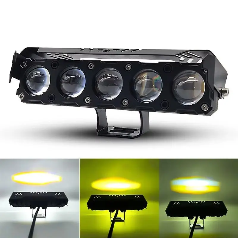 Motorcycle LED Spotlight Dual Color Fog Lamps for Car Trucks Mini Lens Headlight Driving Light Motorcycle Accessories