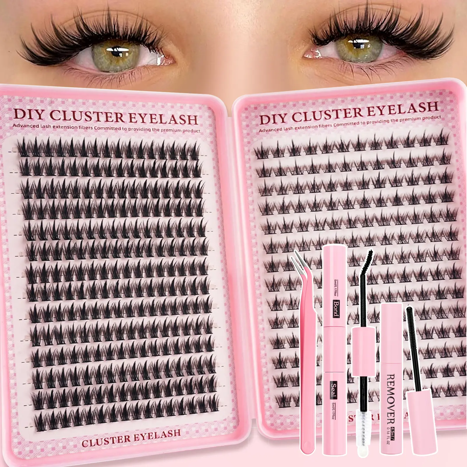 False Eyelash Set, Cosmetic False Lashes, Ultra-Dense Soft Individual Lashes, Reusable Natural Look, Easy Application, Non-Toxic, D Curl, Mixed Lengths, Eyelash Clusters Extensions, Faux Clusters Lash
