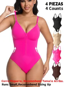 Women's Seamless Shapewear Bodysuit, Corset Waist Shapewear, Front Zipper Design, Tummy Control Thong Style, All Seasons Wearable, Comfortable Fit