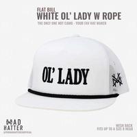 Flat Bill White with Black Rope