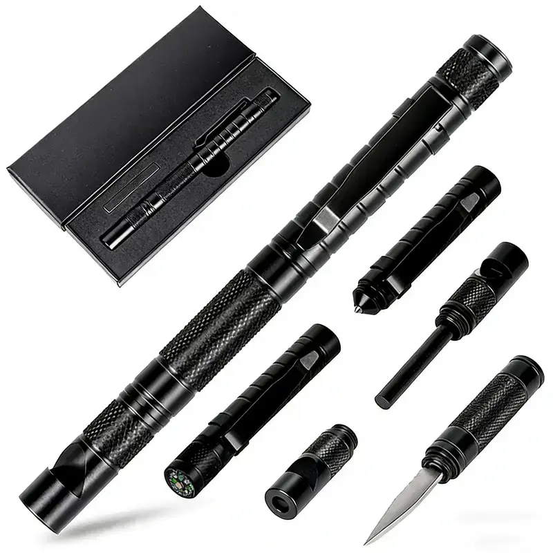 5-in-1 Multifunction Ballpoint Pen with LED Light, Stylus Touch Pen and Ruler, Portable Everyday Pen Gift for Men, Dad, Husband, Boyfriend, Father's Day, Birthday