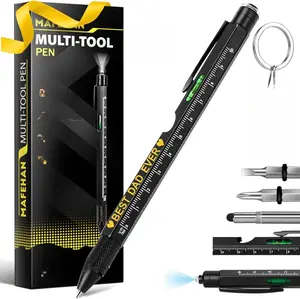 MAFEHAN 10-in-1 Multi-Tool Pen with Engraved Keychain - Heartwarming Father's Day Gift for Dad, Husband, or Grandpa - Durable & Versatile LED Light, Stylus, Ruler, Bottle Opener, Screwdrivers, and Ballpoint Pen