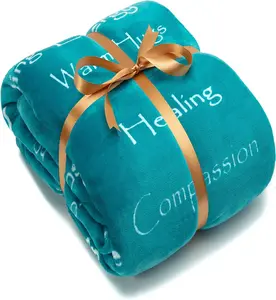 Chanasya Premium Healing Warm Hugs Caring Gift Blanket - for Positive Energy Love Support Comfort Strength - Cancer Chemo Surgery Get Well Gift - Patient Women Men Friend (Twin) Teal Limited Lifetime Warranty