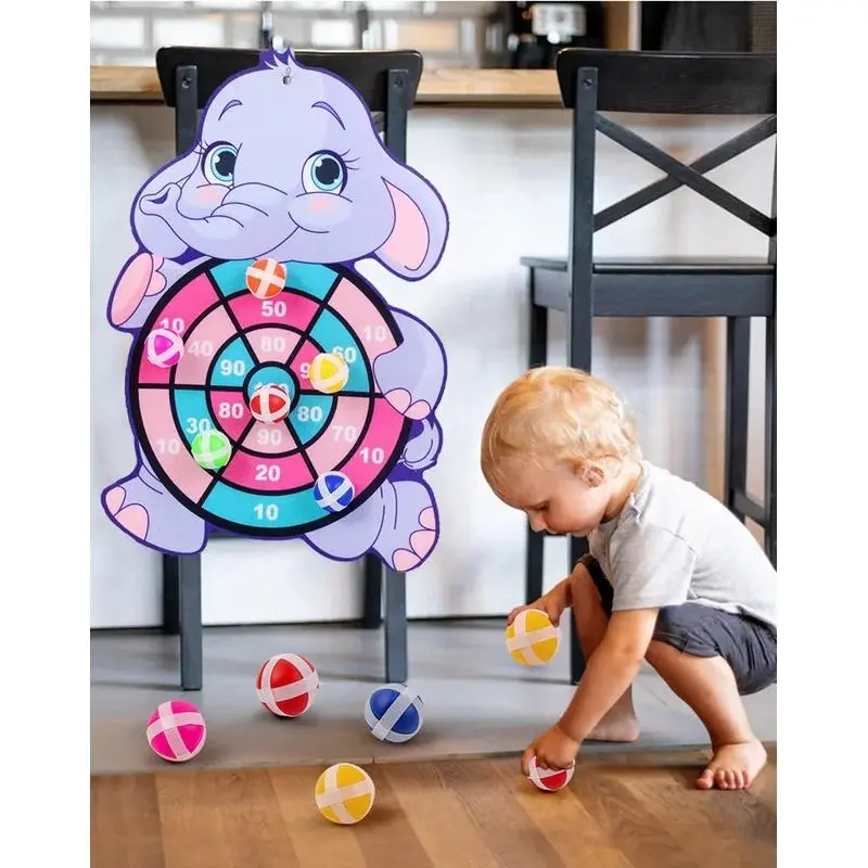 Cartoon Animal Sticky Ball Dart Board Toy - Montessori Interactive Educational Game for Kids 2-4 Years Old (Family Play)