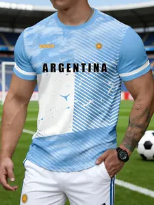 Argentina Home Soccer Jersey 2026, Stylish Jersey, Fan Quick-Dry Support Short Sleeve, Sporty Fitted Long Clothing, All over Print, No Ca Prop 65
