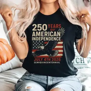 🦅[100% Cotton][Graphic Tee]American Independence 250th Anniversary T-Shirt – Patriotic Eagle USA Flag Graphic Tee, 100% Cotton Unisex Casual Shirt, 4th of July Vintage Outfit, Memorial Day Patriotic Wear, Freedom & Liberty Gift Tee