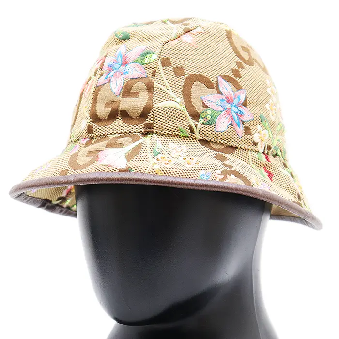 Pre-owned GUCCI Cotton Small Leather Goods Giant GG Bucket Hat Blend Bucket Hat