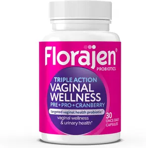 Florajen Women’s Probiotic with Cranberry - Prebiotic + Probiotic for Vaginal, Digestive, & Immune Support - Women’s Gut & Urinary Health Support - Vegan, Gluten-Free Daily Wellness - 30 Capsules