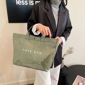 Must-Have Large Tote Bag, Chic & Functional with Waterproof PVC Finish, Fits Laptop, Makeup, Water Bottle & More – Great for Office or Casual Days