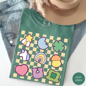 Comfort Colors Lucky Charm T- Shirt, Shamrock Rainbow Shirt, St Patricks Day Gift Cute Top