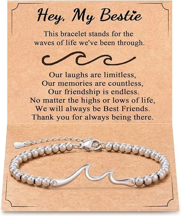 Gift for Friends The Waves of Life We've Through Together Woman Friendship Gifts Idea Wave Bracelet for Best Friend Bestie Soul Sister Christmas Valentines Day Birthday Gifts For Her