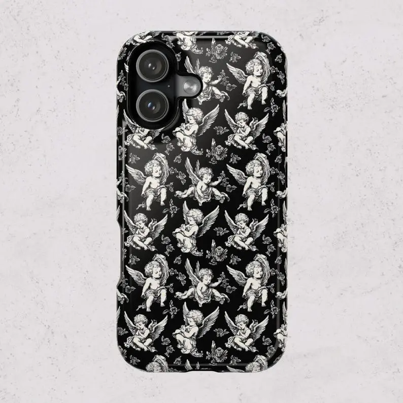 Retro Angels iPhone Case, Aesthetic Angel Christian Phone Accessories, Protective Phone Cover, iPhone 17 16 15 14 13 Pro Max