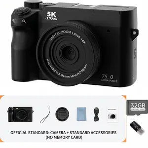 WiFi Digital Camera: 5K, 75MP, Dual Front and Rear Lenses, Designed for Content Creators; 18x Zoom Beauty Camera, Ideal for Beginners; HD Vlog Camera, Perfect for Photography, Supports Instant Social Sharing