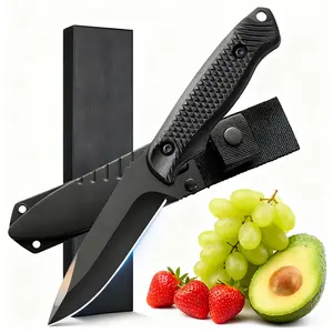 Portable Fixed Blade Kitchen Knife with Sheath - All-Purpose Chefs Tool for Food Prep, Travel & Outdoor Cooking | Heavy-Duty Cutting Tool for Meat, Vegetables & Culinary Projects