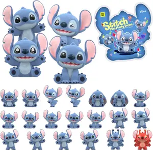 MINISO Disney Stitch Blind Bag, 1 Pack (3 Mini Flocked Figures Inside), 2'' Kawaii Blind Box Collectible Toys, Cute Friendship Gift for Girls Boys Girlfriend